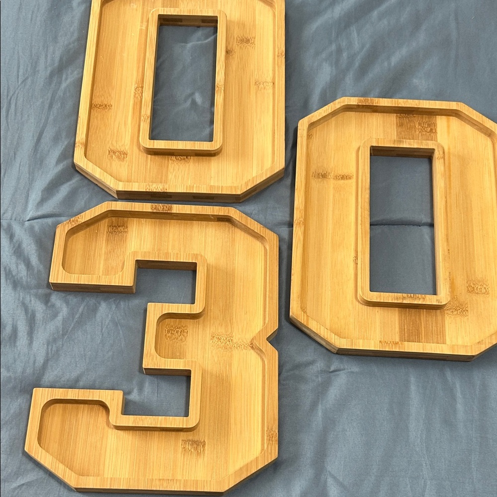 Set of 3 wooden charcuterie number boards